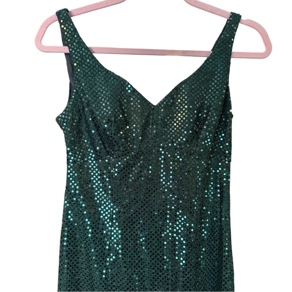 Green Sequin Special Occasion Dress Maxi Floor Length Small - Picture 2 of 11